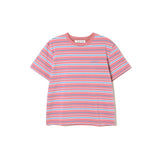 マルチストライプショートスリーブTシャツ_ピンク