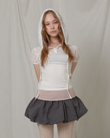 Button lace hoodie top