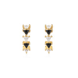 Black and White Triangle 925 Silver  + 14k gold plating Ring Earring E059-13G