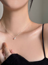 [silver 925] mini ball cubic earring necklace set / daily guest look simple silver wedding