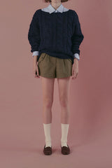 Cinnamon cable knit_navy