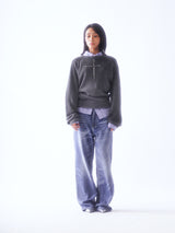 SPRAY-DYED DISTRESSED BEADED PIPE EMBROIDERY クロステンセルベルベットニットセーター