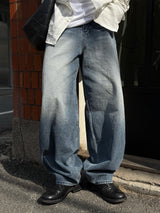 Fit balloon wide denim pants