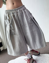 Oval Keyring Pintuck Sweat Balloon Bermuda Shorts 2color