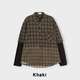 Mega washing checked layered shirt