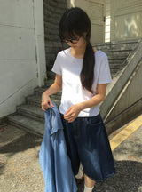 サランカラーレイヤードベーシックラウンド半袖Tシャツ
