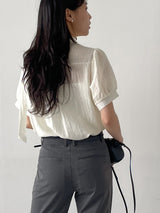 Pomelo Tie Short Sleeve Blouse