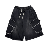 raw-edge cargo bermuda shorts