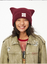 Christmas wool mohair cat ear beanie hat