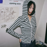 Stripe slim zip-up
