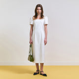 タックディテールリネンドレス(White)