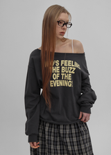 [MADE] Ritz Boat Neck Printed Long Sleeve Tee