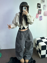 ピグメントハーディークロップドフーディージップアップ ❤🩶🤎 3COLOR