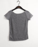 Zver ナグランカラーコンビネーションシースルー半袖Tシャツ