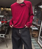 Notch diagonal button layered long sleeve