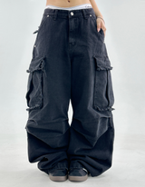 VINTAGE FRAY POINT DENIM💚🖤 - OVERFIT PANTS