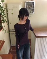 ダンディ テンセル ボタン ロングスリーブ Tシャツ