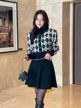 Obel Argyle Puff Knit Cardigan