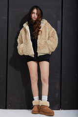 FUR ZIP-UP -BEIGE