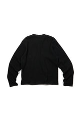 シグネチャーロゴワッフル長袖Tシャツ (ブラック)