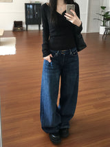 Indigo Low Rise Wide Denim Pants (one color)