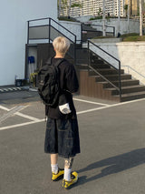 Linen Carpenter denim half pants 2C