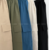 Maret Ice Linen Cargo Banding Wide Pants