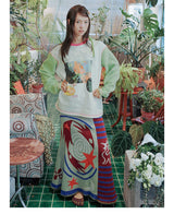 UnsocialNight original design autumn and winter light green cute イラストプリントハーフスカート female