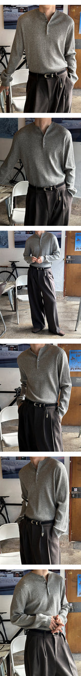 [MUSCLE FIT] Golgi muscle fit henry neck knit(4color)