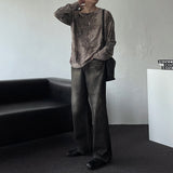 ENOC グランジダイイングショルダースナップ長袖Tシャツ (2 colors)