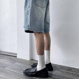 Washed Distressed Wide Shorts