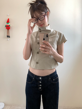 cap sleeve double button jk