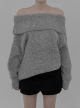 Roto Loose Fit Knit Off-Shoulder Top