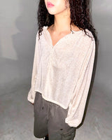 (3color) Shirring Bean Button Linen Slub Cardigan