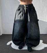 Johnsy Carpenter Balloon Fit Elastic Waist Denim Pants 3color