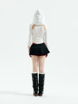 Emoha Black Witch Rock Visual Kei Red and Black Plaid Pleated Skirt