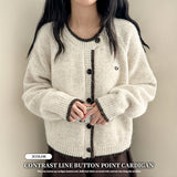 Board Two-Tone Line Emblem Badge Round Cardigan