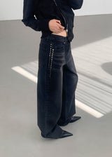 STUD BLACK DENIM