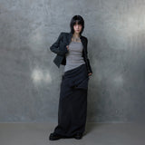 DOUBLE WAIST MAXI SKIRT