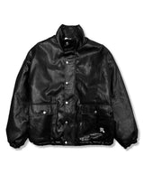 Vegan Leather Boa Padded Jacket_Black
