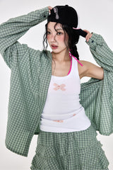 チェックフーディシャツ Green