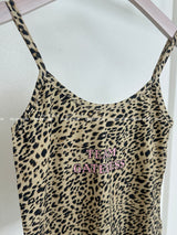 leopard camo lettering strap sleeveless