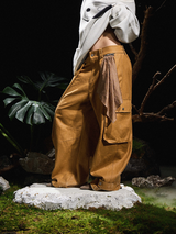 RELABEL 24AW Butterfly - Rest Detachable Square Scarf Pleated Silhouette Three-dimensional Tapered Dry Wax Slacks