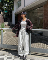 ナント ピンタックステッチ ワイドコットンパンツ
