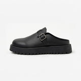 Buckle Round-Toe Clogs Black
