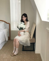 [ matcha green ] mof olive mesh ribbon square heel (6.5cm)