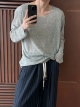 [Unisex] Linen stripe banding pants(2color)