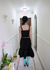 Shirring cancan midi skirt (2color)
