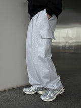Snap cargo wide sweatpants