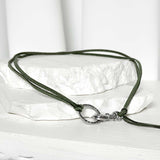 Suede string lettering necklace_khaki
